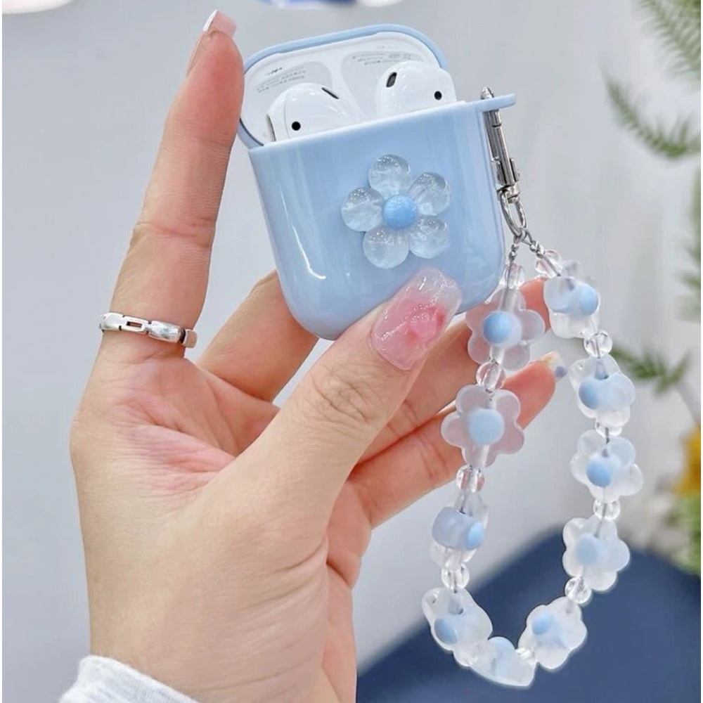 AirPods 1/2 Case Lightblue with Flower